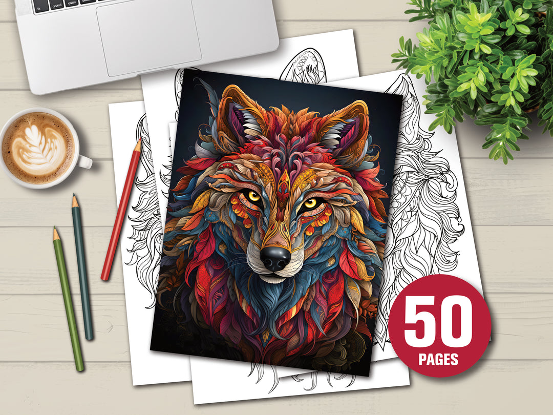 Digital - Wolfs Mandala Coloring Books 1