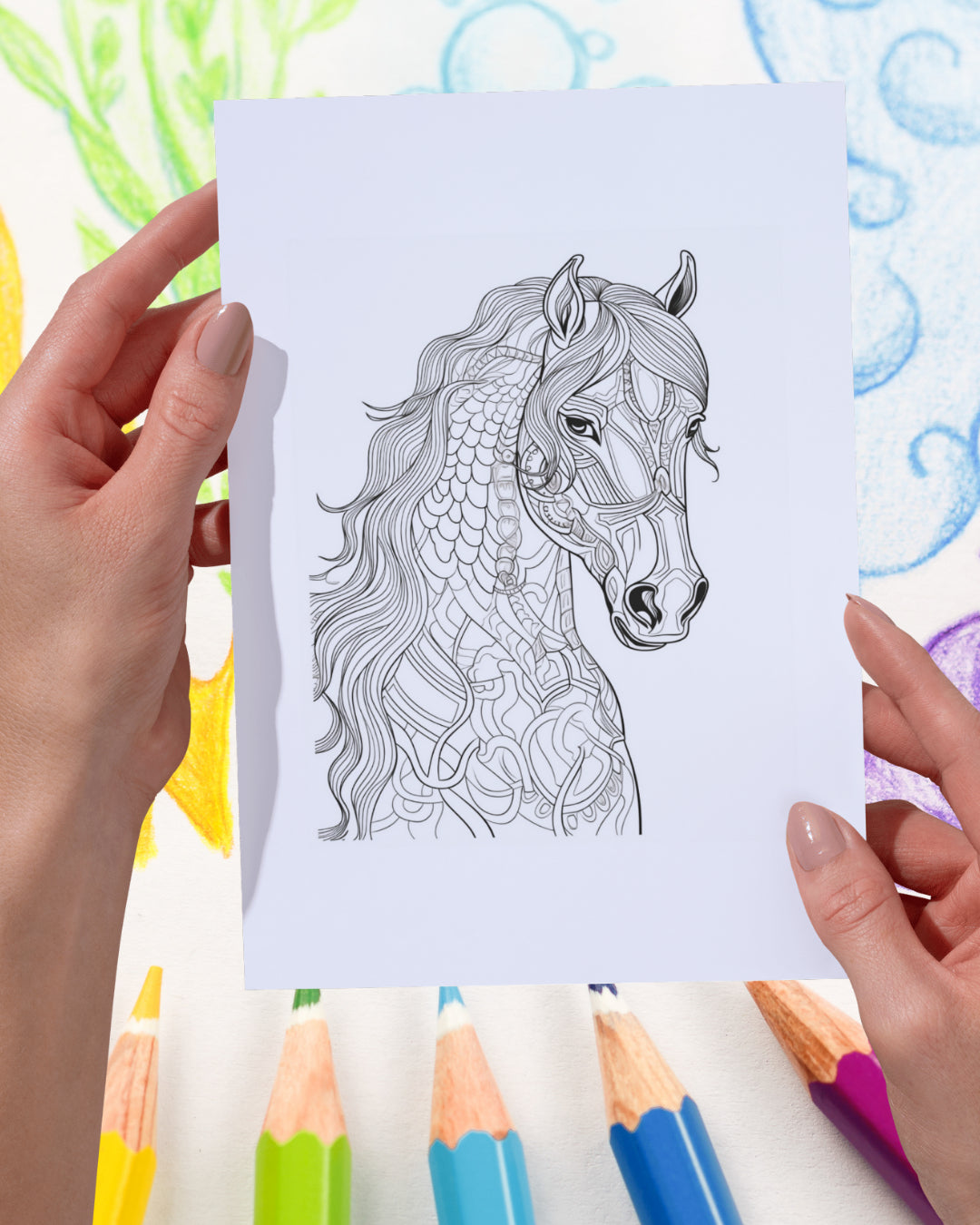 Mandela Coloring Page - Horse 11 - creazives