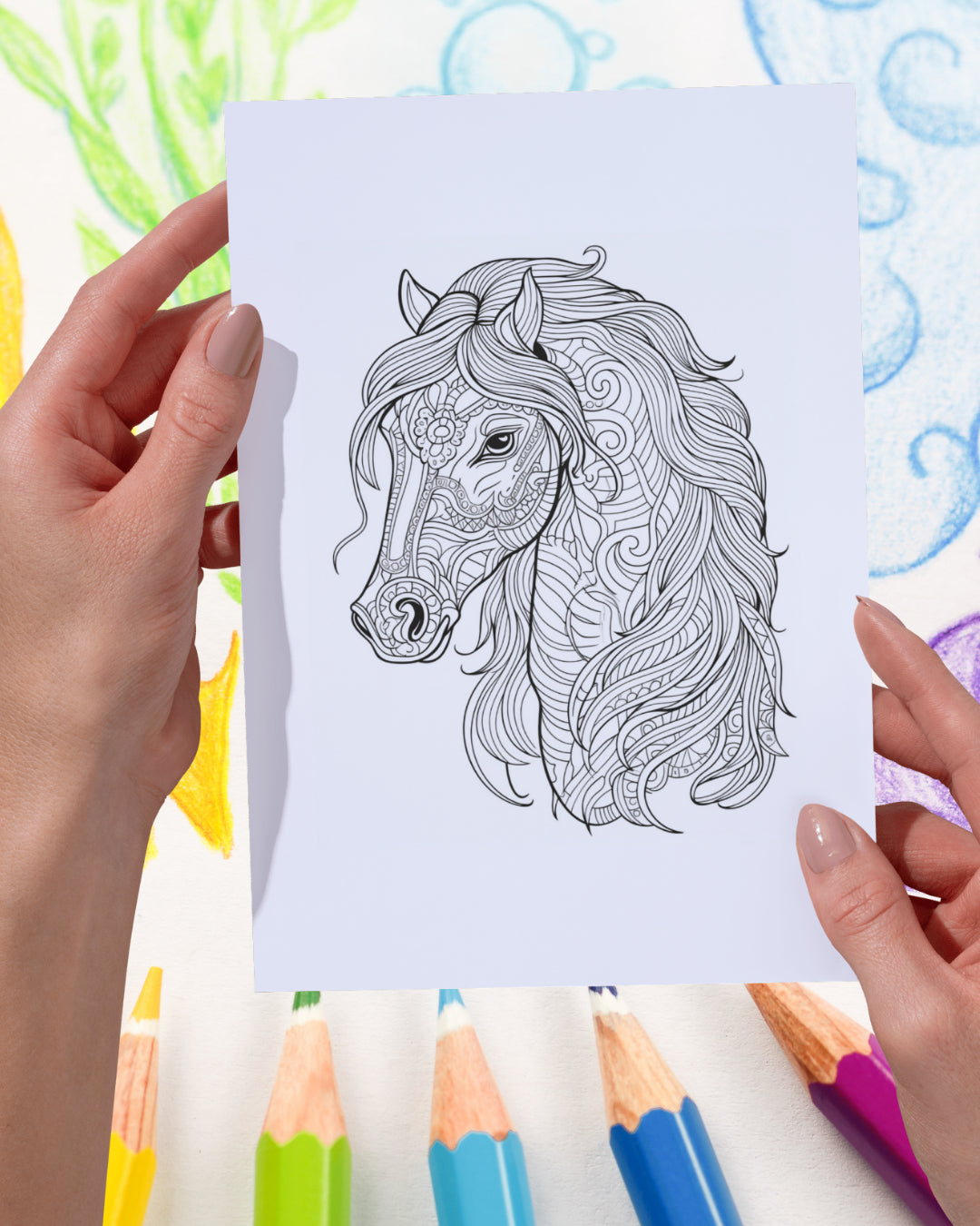 Mandela Coloring Page - Horse 12 - creazives