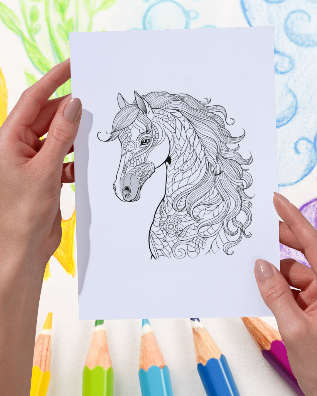 Mandela Coloring Page - Horse 14 - creazives