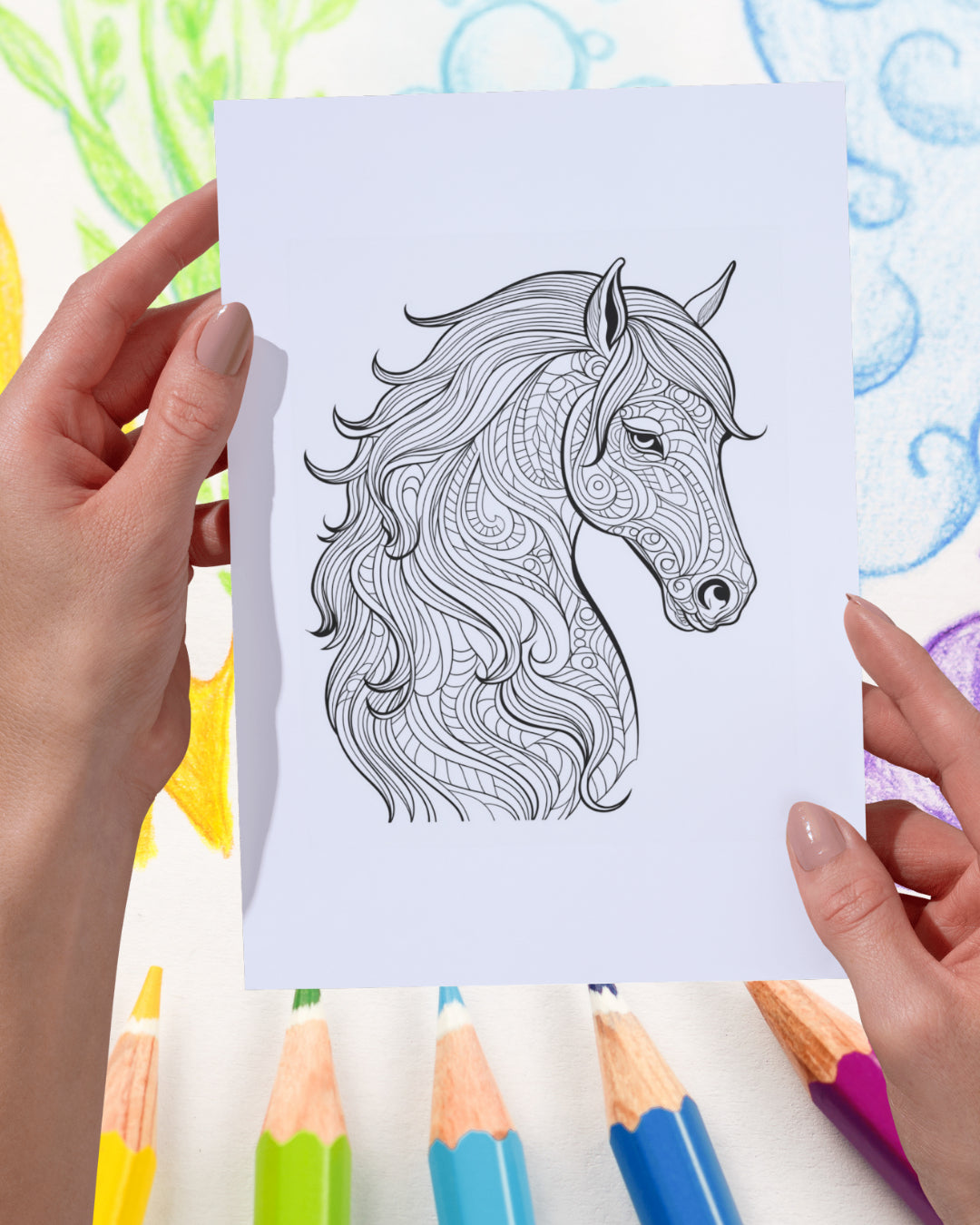 Mandela Coloring Page - Horse 150 - creazives