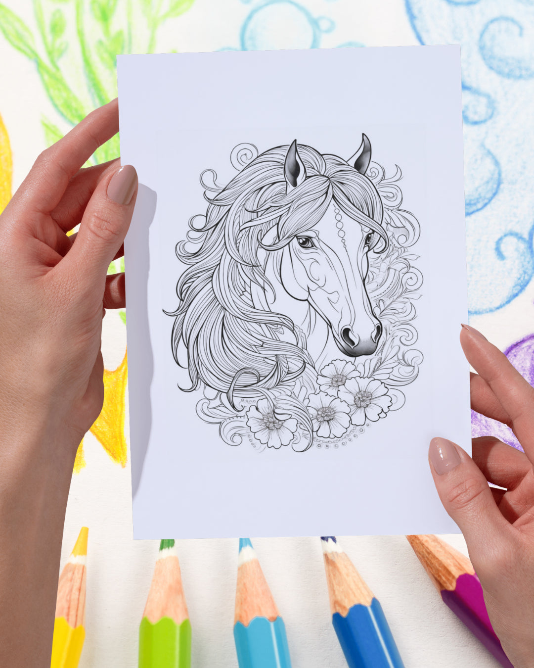 Mandela Coloring Page - Horse 16 - creazives