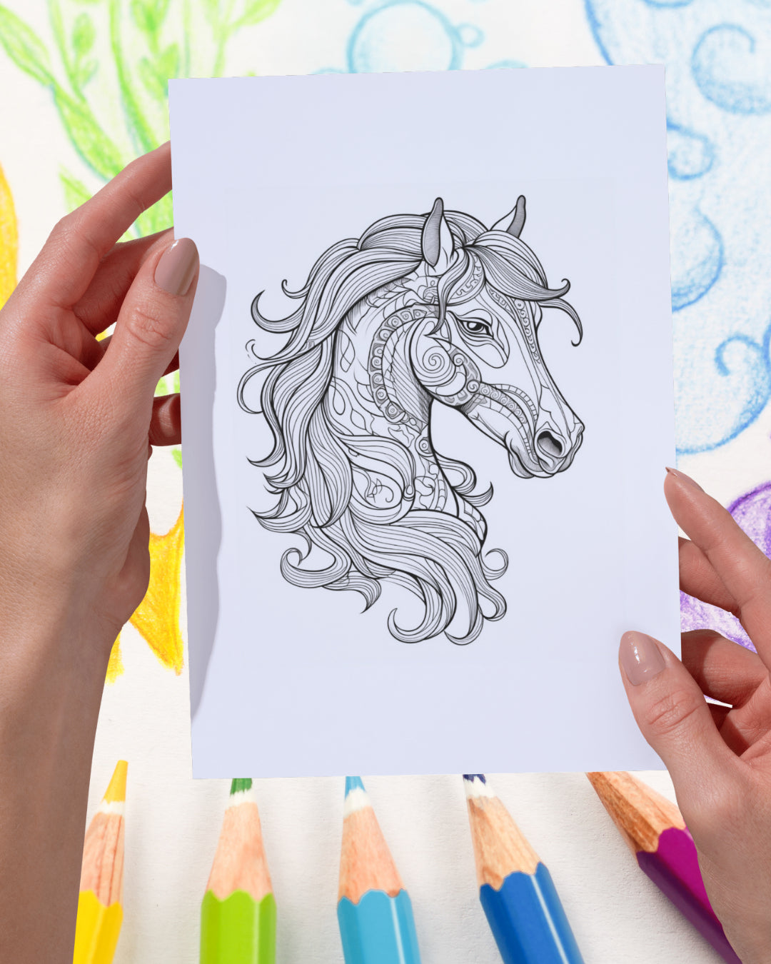 Mandela Coloring Page - Horse 18 - creazives