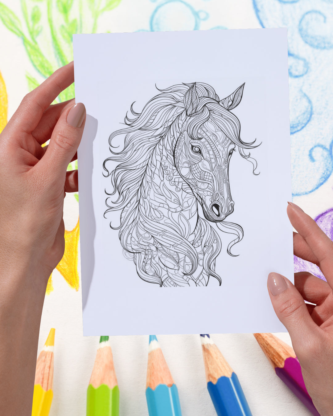Mandela Coloring Page - Horse 20 - creazives
