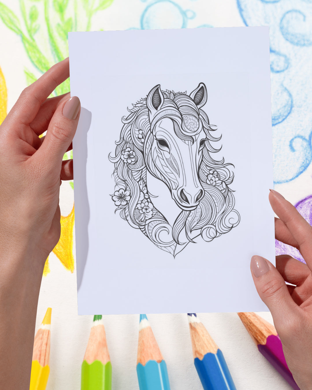 Mandela Coloring Page - Horse 24 - creazives