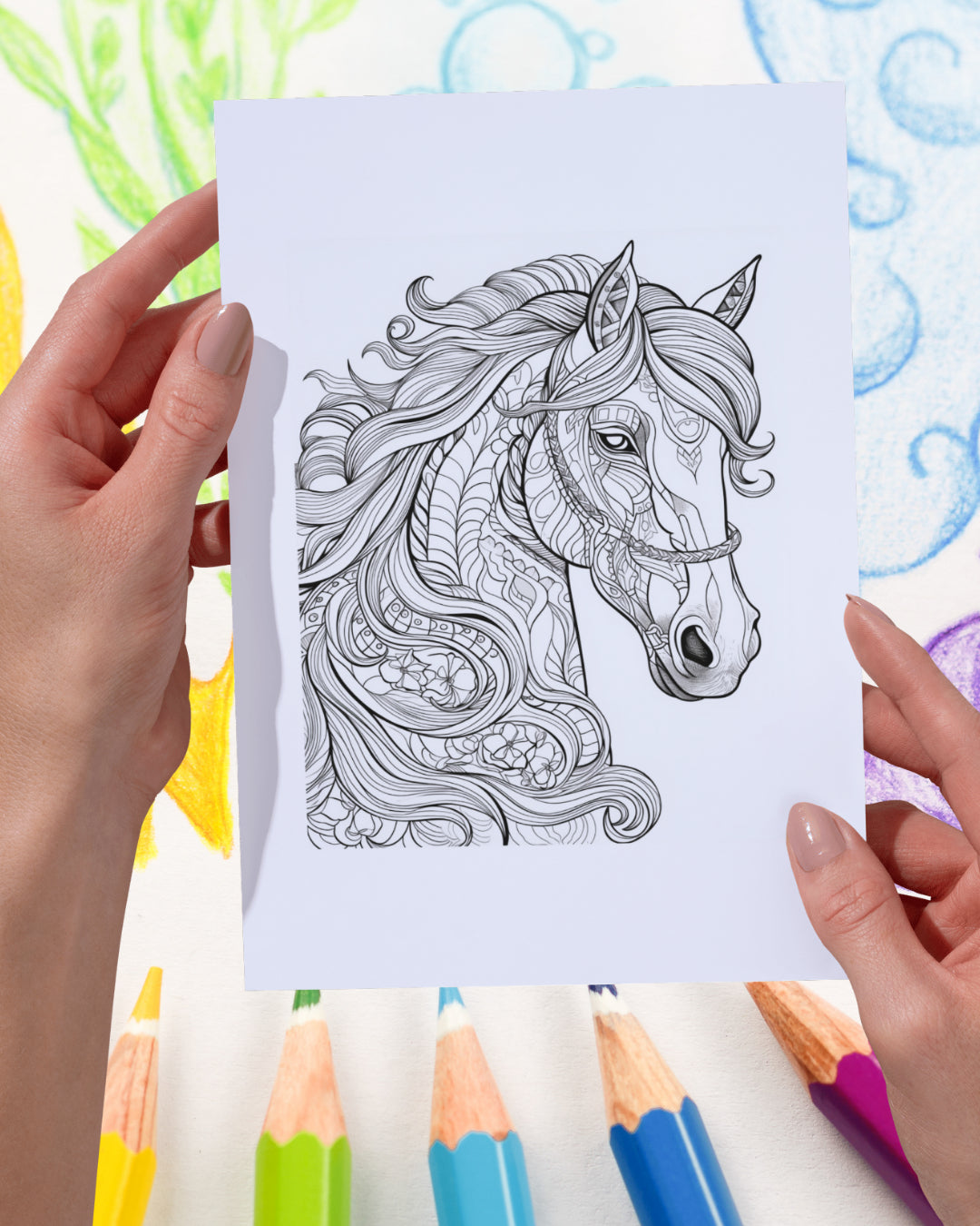 Mandela Coloring Page - Horse 25 - creazives