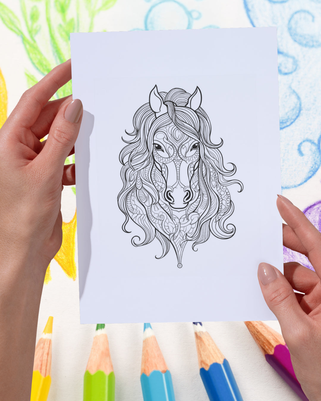 Mandela Coloring Page - Horse 26 - creazives