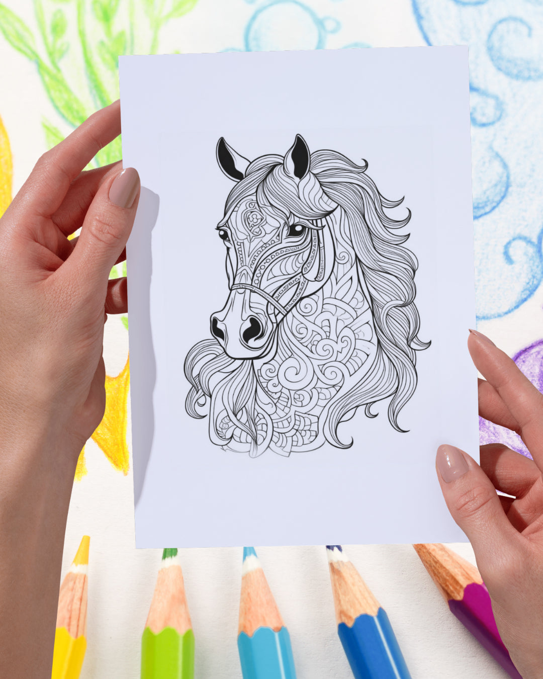 Mandela Coloring Page - Horse 2 - creazives
