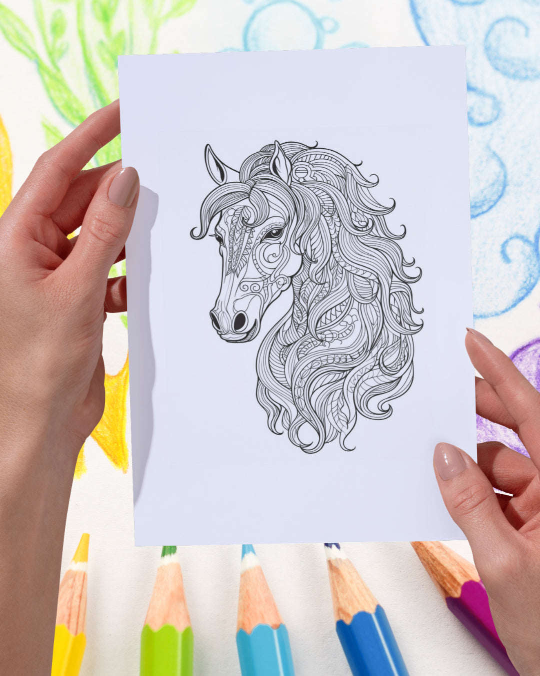 Mandela Coloring Page - Horse 32 - creazives