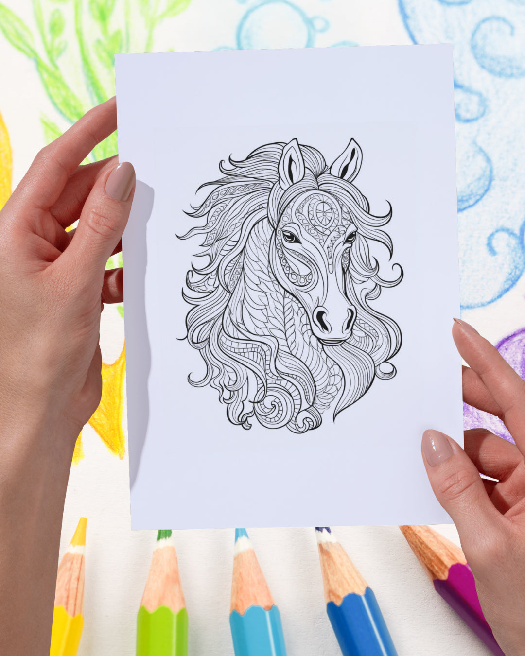 Mandela Coloring Page - Horse 34 - creazives