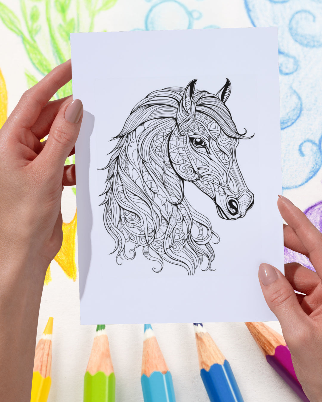 Mandela Coloring Page - Horse 38 - creazives