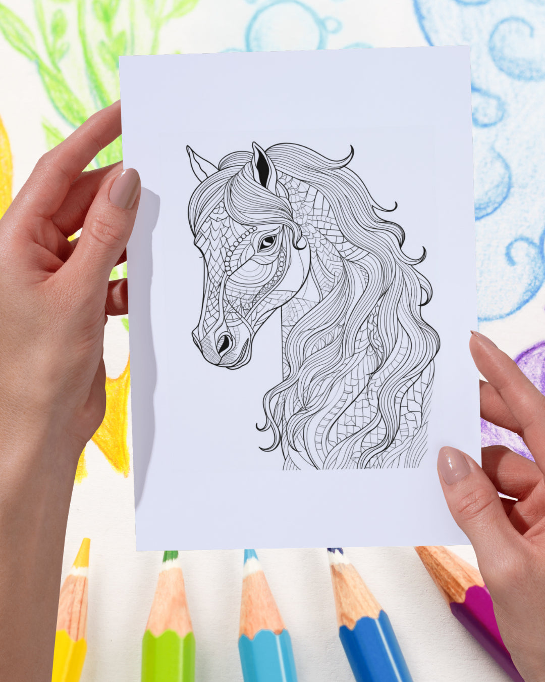 Mandela Coloring Page - Horse 3 - creazives