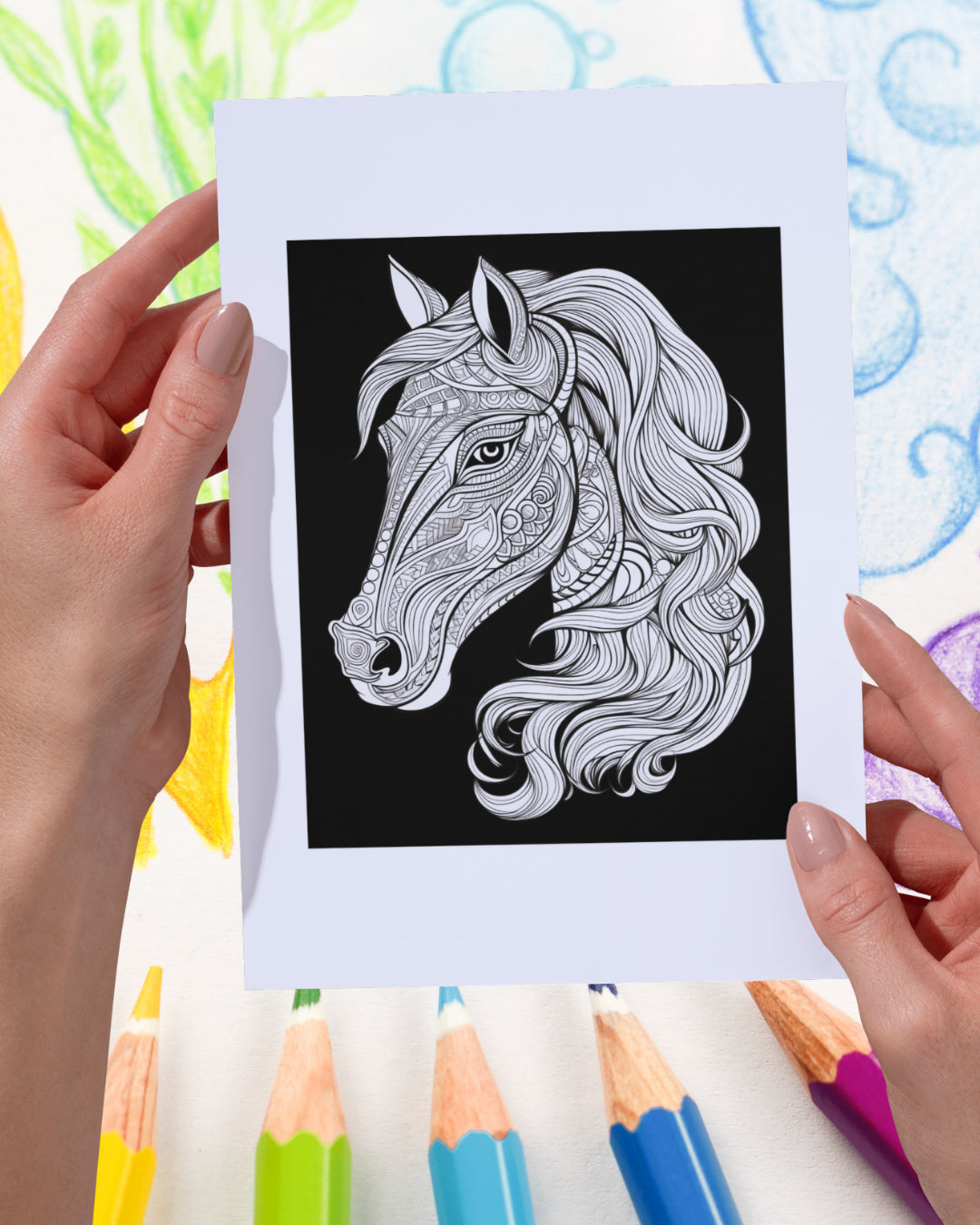 Mandela Coloring Page - Horse 42 - creazives