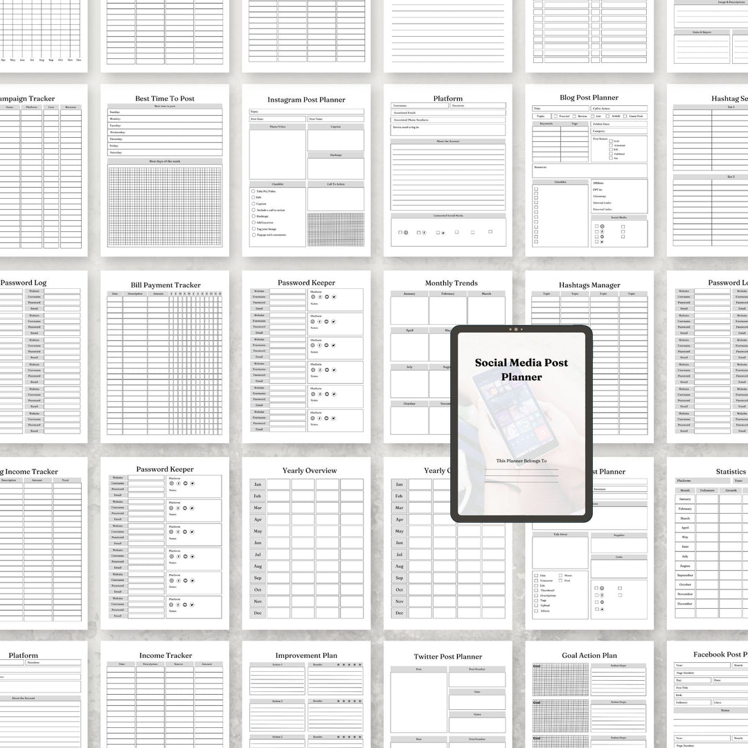 Social Media Post Monthly Planner