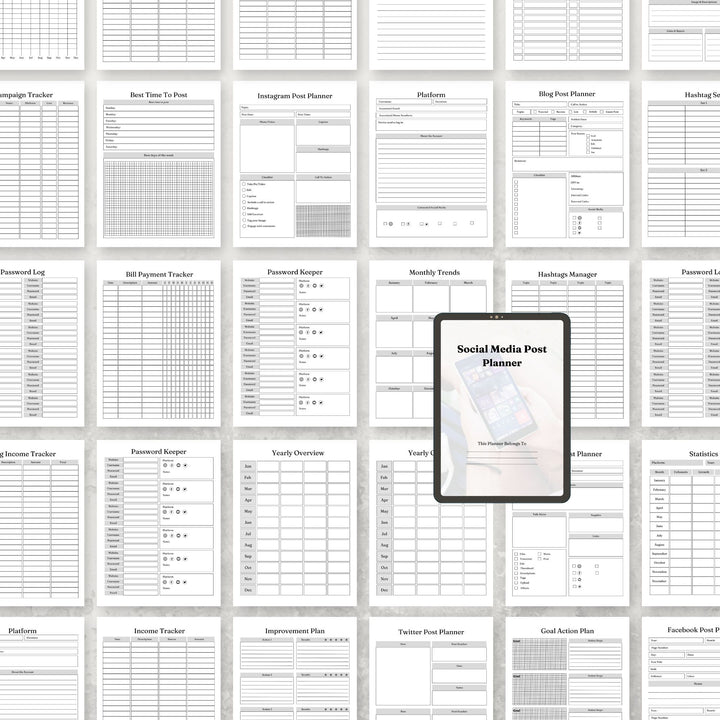 Social Media Post Monthly Planner