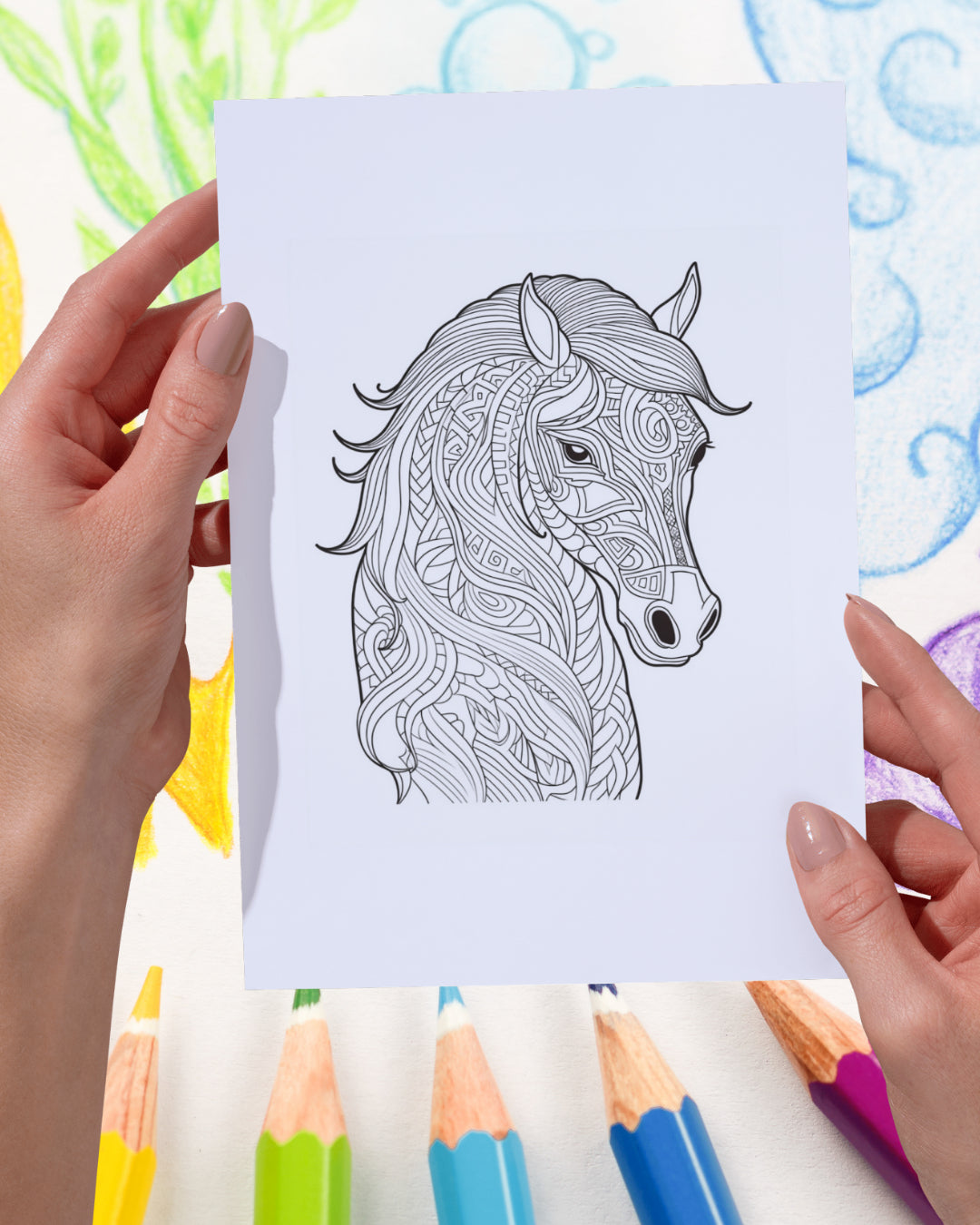 Mandela Coloring Page - Horse 4 - creazives