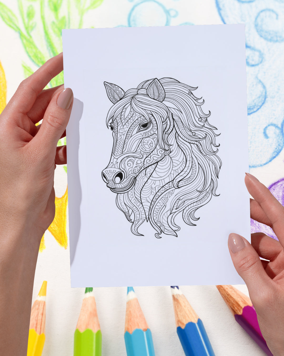 Mandela Coloring Page - Horse 50 - creazives