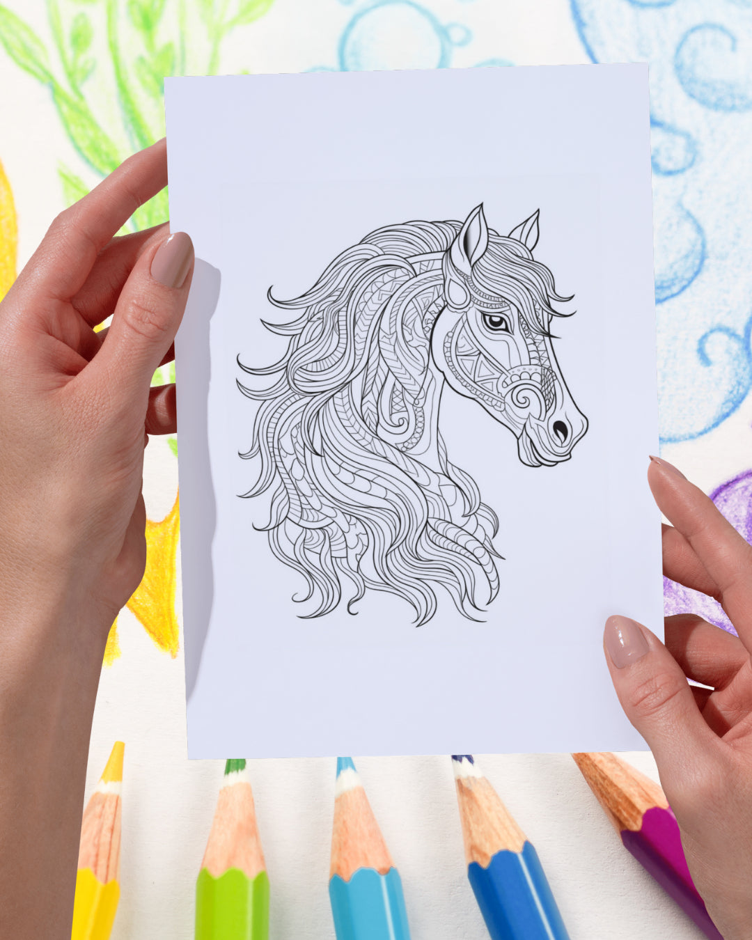 Mandela Coloring Page - Horse 51 - creazives