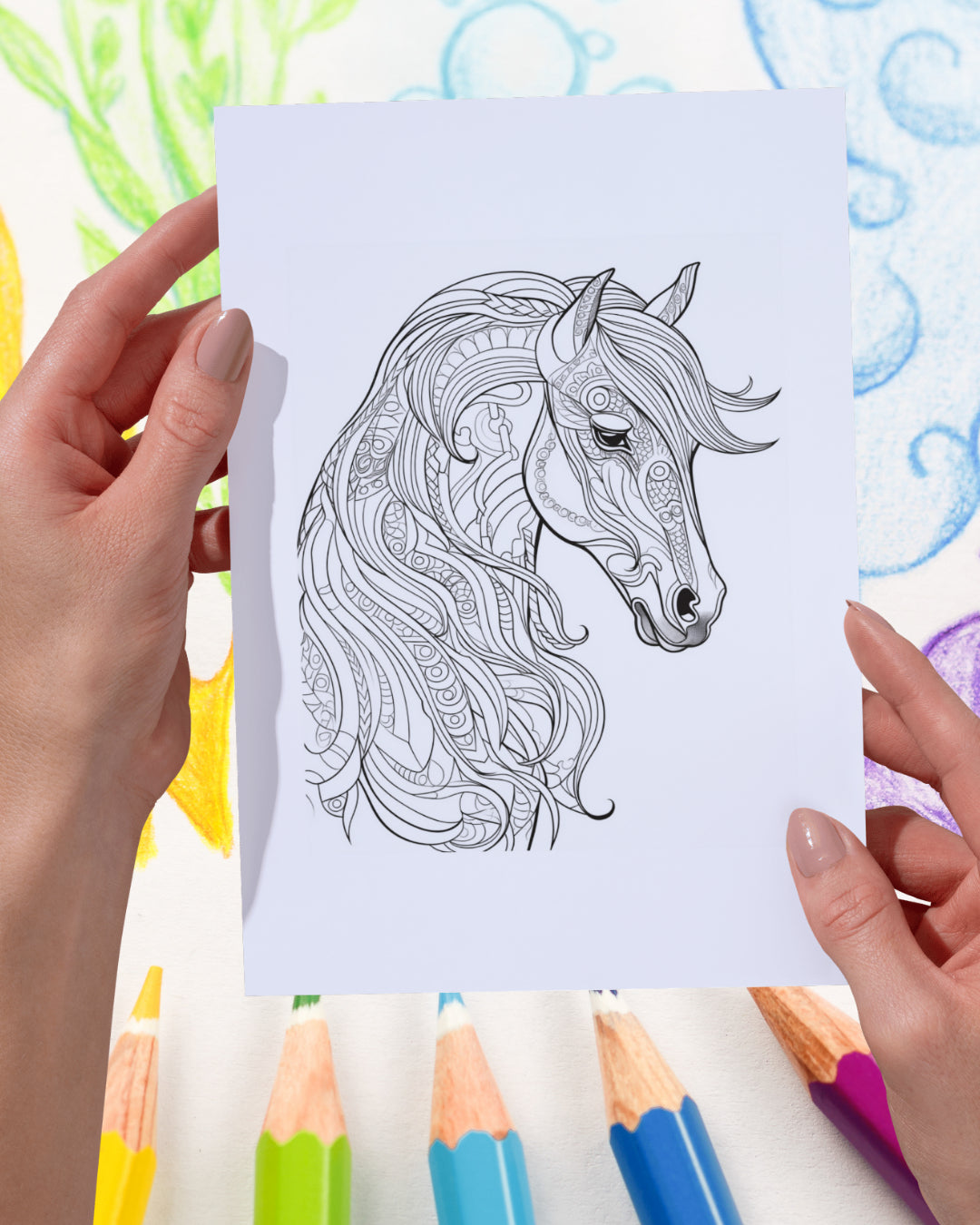 Mandela Coloring Page - Horse 52 - creazives