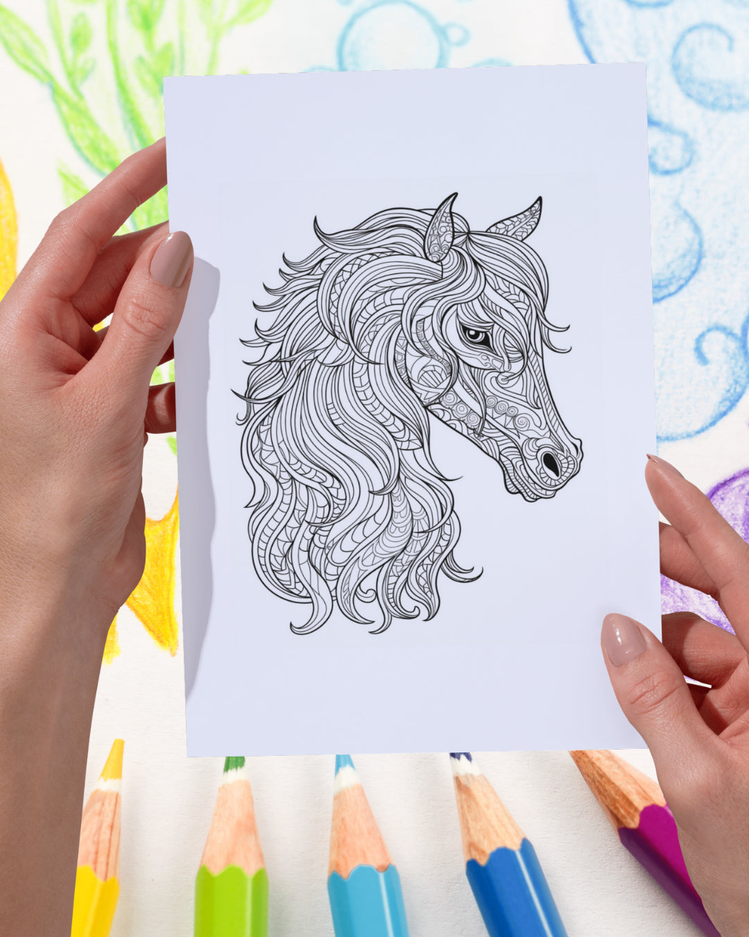 Mandela Coloring Page - Horse 5 - creazives
