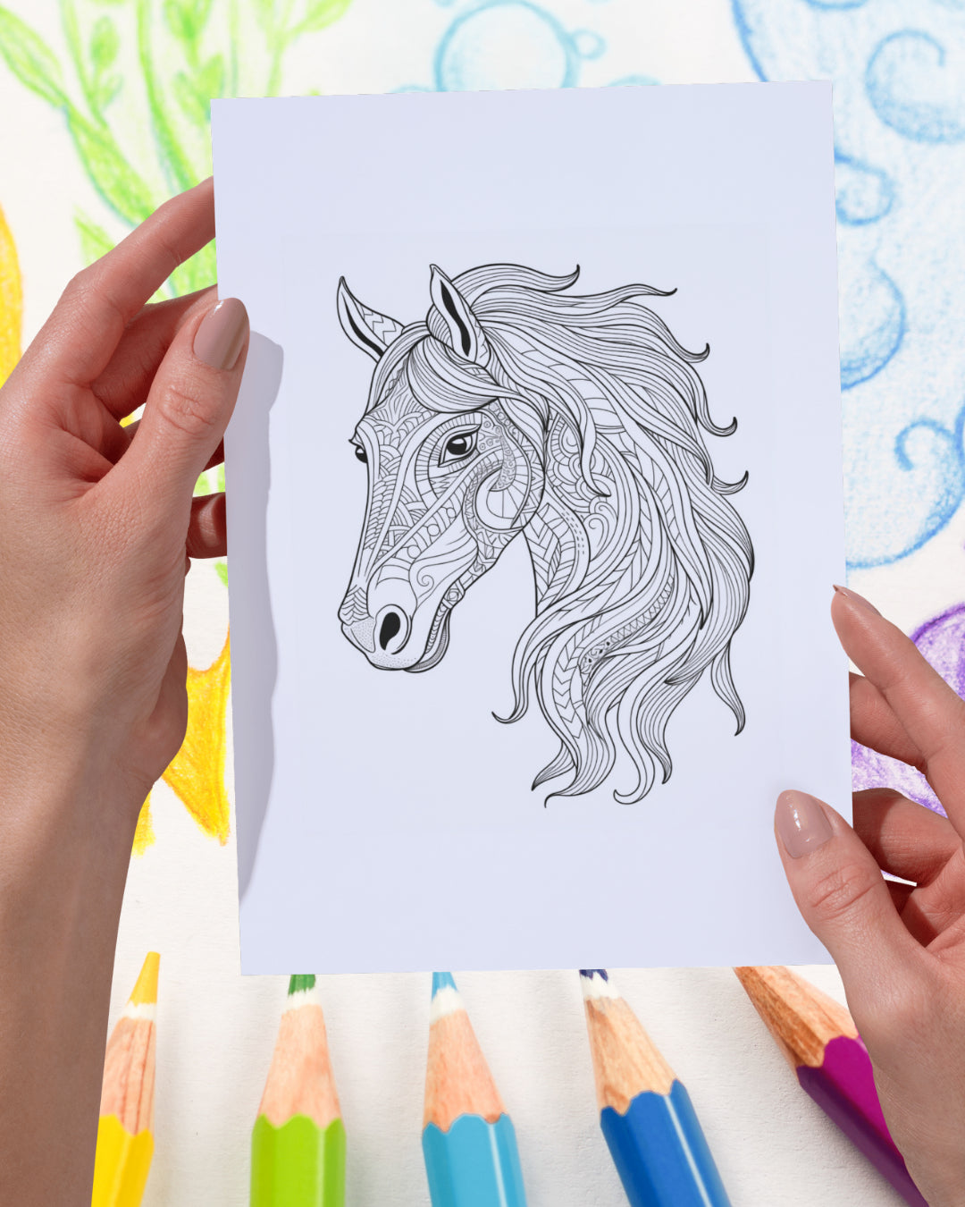 Mandela Coloring Page - Horse 6 - creazives