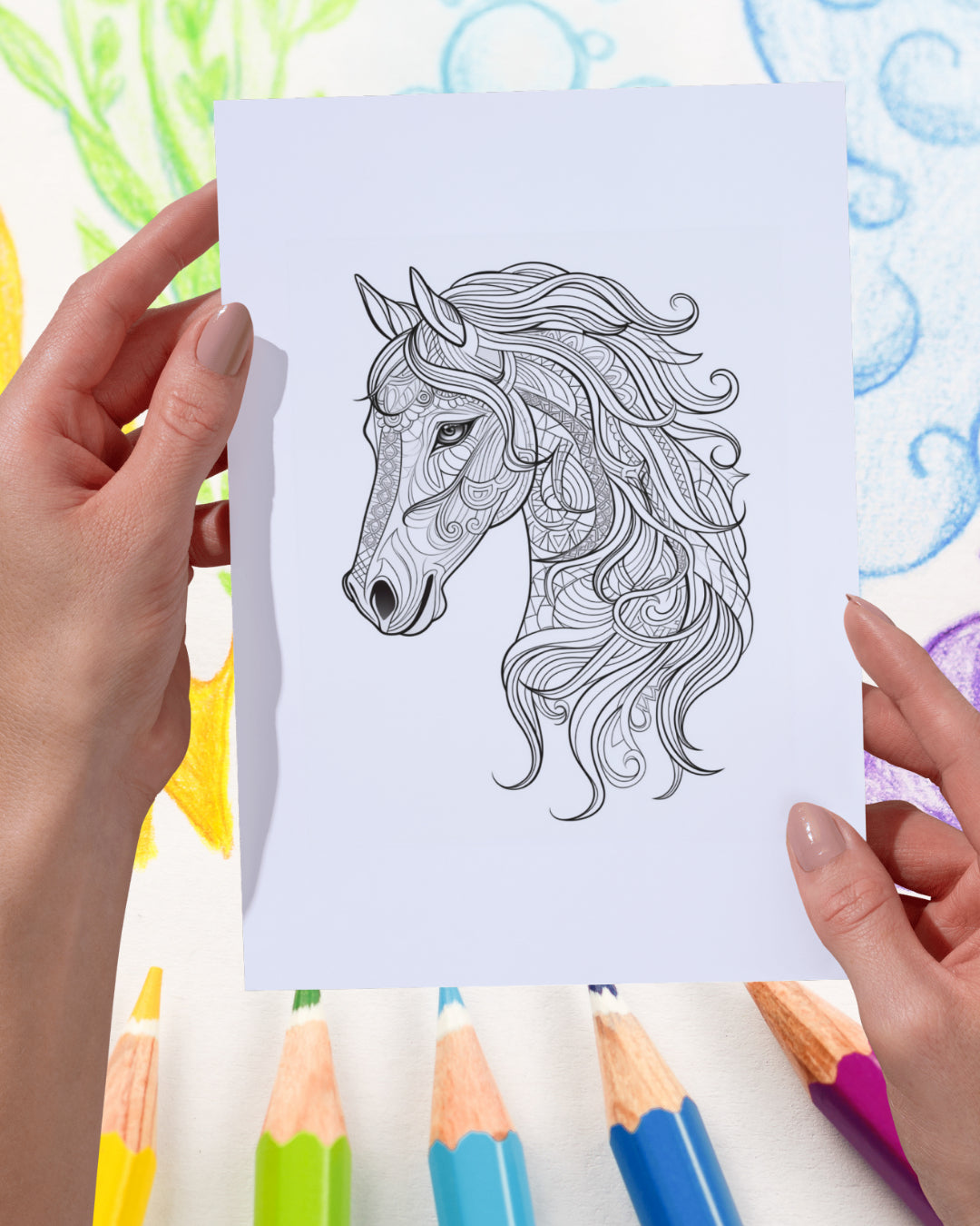 Mandela Coloring Page - Horse 70 - creazives