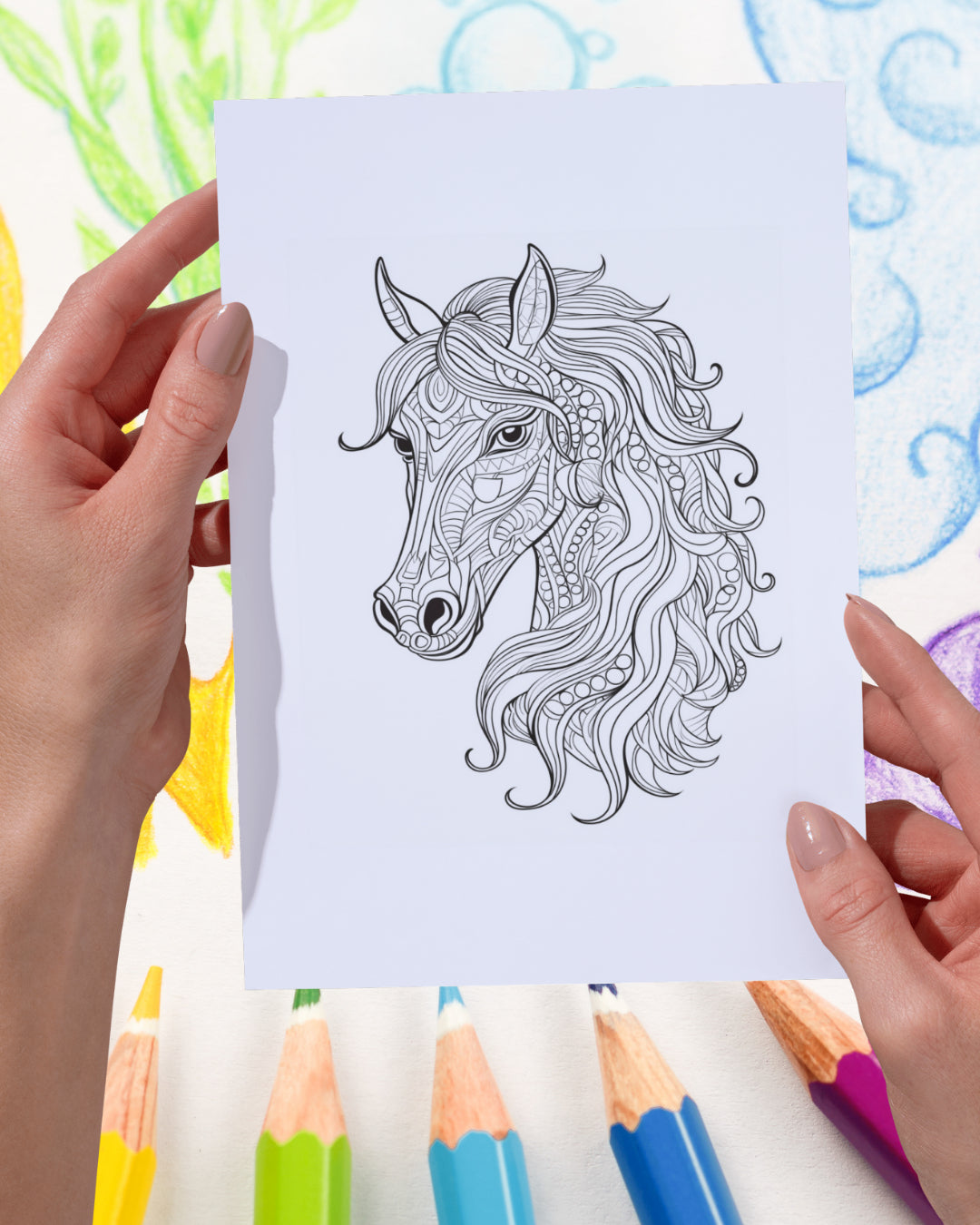 Mandela Coloring Page - Horse 7 - creazives