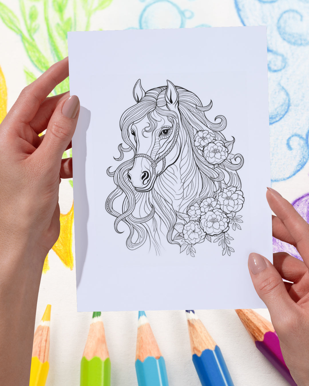 Mandela Coloring Page - Horse 99 - creazives