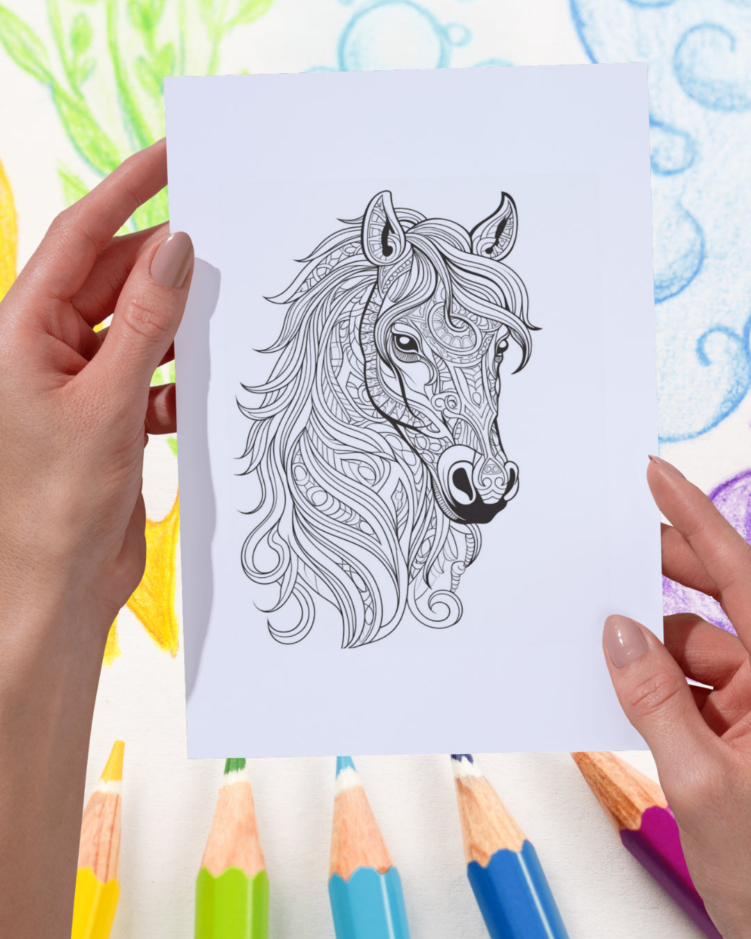 Mandela Coloring Page - Horse 9 - creazives