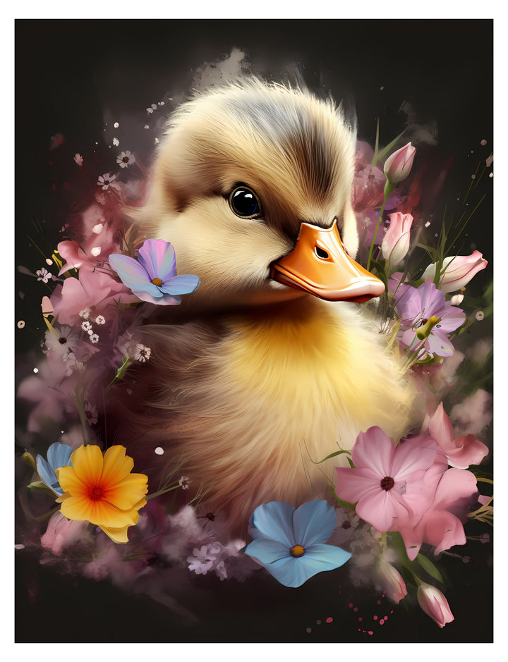 Baby Duck with Flowers Coloring Book