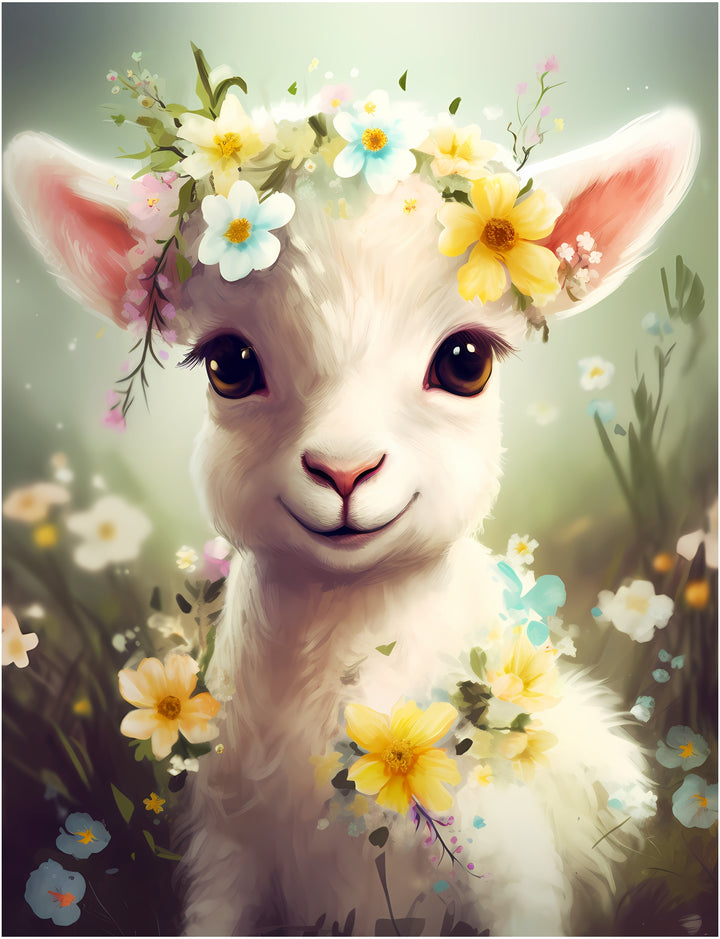 Baby Lamb with Flowers coloring Book