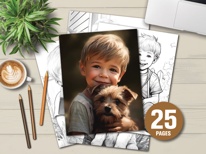 Digital - Boys With Dogs Coloring Book